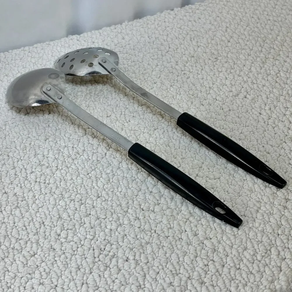 Peach Blossom Slotted & Basting Spoon Set of 2 Vintage Kitchen Utensils Retro